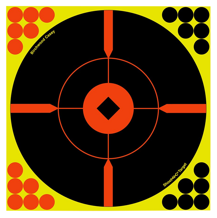 Birchwood Casey 34015 Shoot-N-C Reactive Target Self-Adhesive Paper Black/Yellow/Red 12" Bullseye BMW 5 Pack                                                                                            