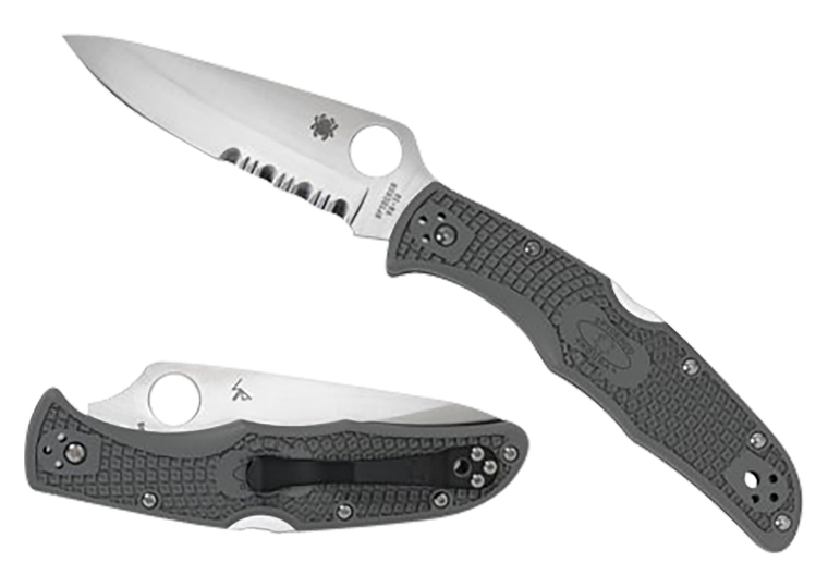 Spyderco C10PSFG Endura 4 Lightweight 3.75" Folding Part Serrated Satin VG-10 SS Blade/Foliage Green Bi-Directional Texturing FRN Handle Includes Pocket Clip                                           