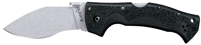 Cold Steel CS62JM Rajah III 3.50" Folding Drop Point Plain Stone Washed AUS-10A SS Blade/Black Griv-Ex Handle Includes Pocket Clip                                                                      