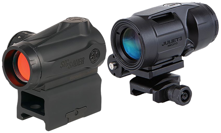 Sig Sauer Electro-Optics SORJMSR501 Romeo-MSR Gen II and Juliet5 Combo Kit Black 1x/5x 20 mm/42 mm 2 MOA Red Dot and Magnifier                                                                          