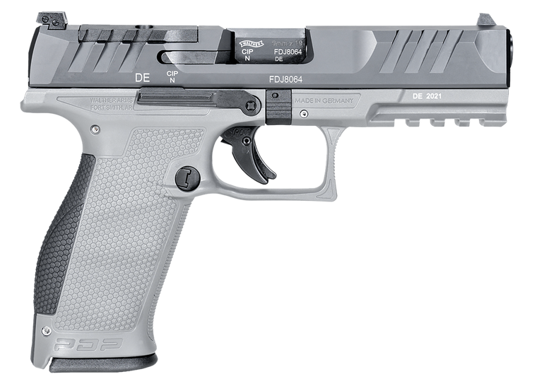 Walther Arms 2858371NP3 PDP  Full Size Frame 9mm Luger 18+1 4.50" Stainless Polygonal Rifled Barrel, Optic Ready/Serrated Steel Slide, Gray Polymer Frame w/Picatinny Rail Ambidextrous                 