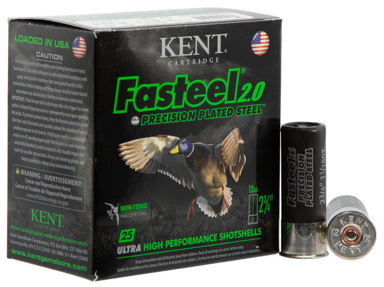 Kent Cartridge K122FS302 Fasteel 2.0  12 Gauge 2.75" 1 1/16 oz 2 Shot 25 Per Box/ 10 Case                                                                                                               