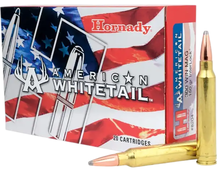 Hornady 8204 American Whitetail  300WinMag 150gr InterLock Spire Point 20 Per Box/10 Case                                                                                                               