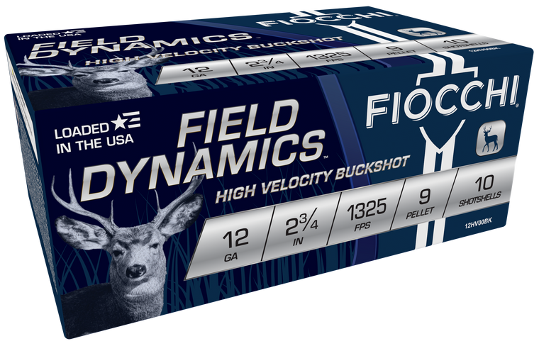 Fiocchi 12HV9P Field Dynamics  12Gauge 2.75" 9Pellets 00Buck Shot 10 Per Box/25 Case                                                                                                                    