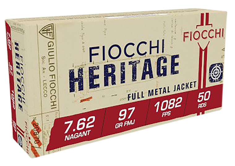 Fiocchi 762A Heritage  7.62x38mmRNagant 97gr Full Metal Jacket 50 Per Box/20 Case                                                                                                                       