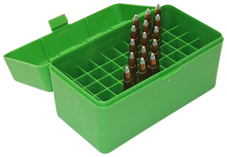 MTM Case-Gard RM5010 Ammo Box Flip-Top 308Win/220Swift/243Win Green Polypropylene 50rd                                                                                                                  