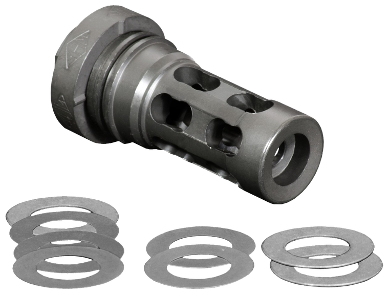 Yankee Hill QD Light Tactical Muzzle Brake made of Black Finish Steel with 5/8"-24 tpi Threads for 30 Cal AR-Platform