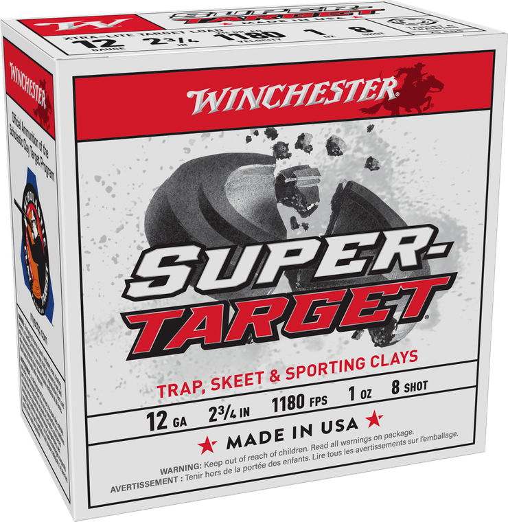 Winchester Ammo TRGTL128 Super-Target Xtra-Lite 12Gauge 2.75" 1oz 8Shot 25 Per Box/10 Case                                                                                                              
