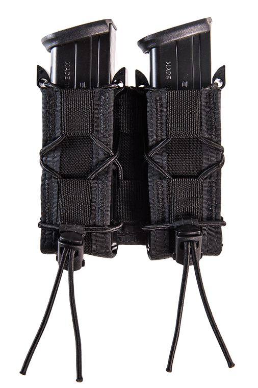High Speed Gear 11PT02BK TACO Mag Pouch Double Black Nylon MOLLE Belts 2" Wide Compatible w/ Pistol                                                                                                     