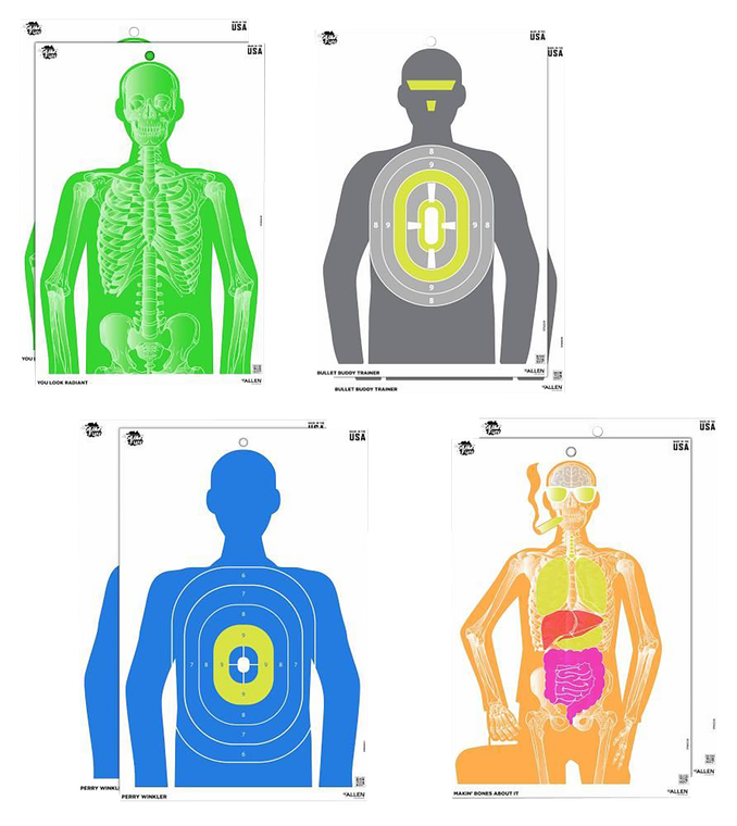 EZ-Aim 15645 Imposing Figure  Silhouette Paper Works w/Handgun/Shotgun/Airsoft Gun/BB Guns/Pellet Gun 12 x 18 Multi-Color 8 Pack                                                                        