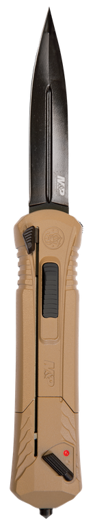 Smith & Wesson Knives 1092050 M&P  3.50" OTF Spear Point Plain Black Oxide AUS-8A SS Blade 5.16" Flat Dark Earth Aluminum Handle                                                                        