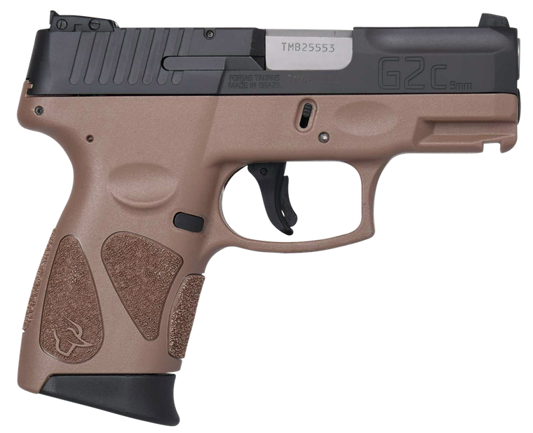 Taurus 1G2C93112B G2C  Compact Frame 9mm Luger 12+1 3.26" Matte Stainless Steel Barrel, Black Serrated Steel Slide, Bronze Polymer Frame w/Picatinny Rail & Polymer Grip, Right Hand                    