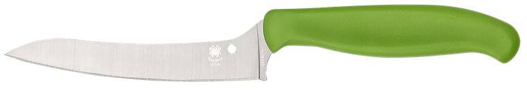 Spyderco K14PGN Z-Cut Pointed 4.40" Fixed Plain Stonewashed CTS BD1N SS Blade, Green Textured Polypropylene Handle                                                                                      