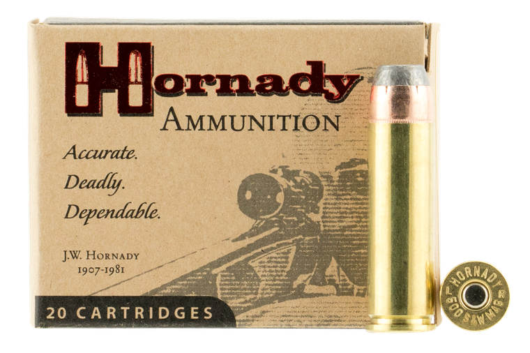 Hornady 9252 Custom  500S&WMag 500gr Hornady XTP Flat Point 20 Per Box/10 Case                                                                                                                          