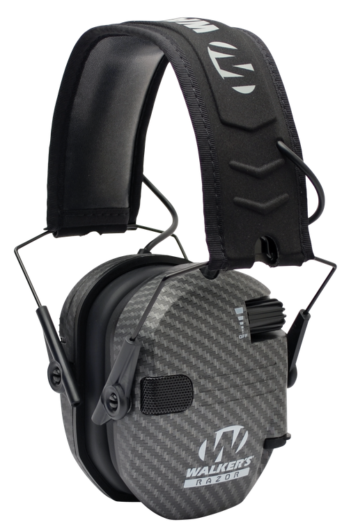Walker's GWPRSEMCARB Razor Slim Electronic Muff 23 dB Over the Head Carbon Gray/Black Polymer                                                                                                           