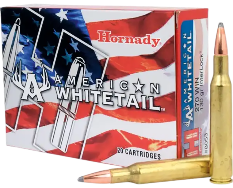 Hornady 8053 American Whitetail  270Win 130gr InterLock Spire Point 20 Per Box/10 Case                                                                                                                  