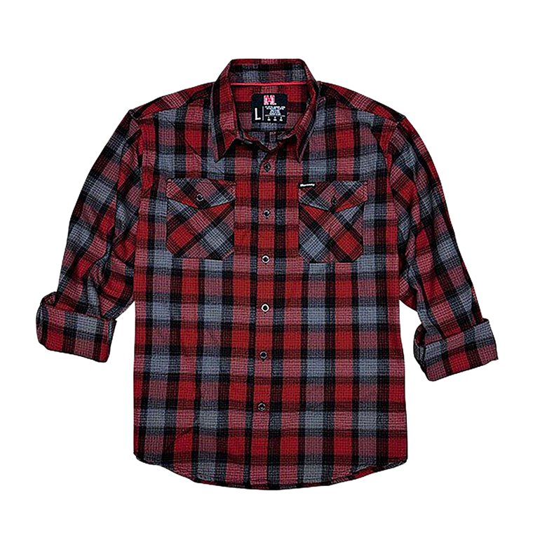 Hornady Gear 32196 Flannel Shirt  3XL Red/Black/Gray,  Cotton/Polyester, Relaxed Fit Button Up                                                                                                          