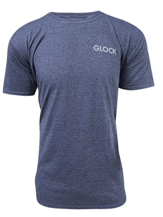 Glock AA75158 Pistol Flag  Heather Navy Cotton/Polyester Short Sleeve XL Semi-Fitted                                                                                                                    