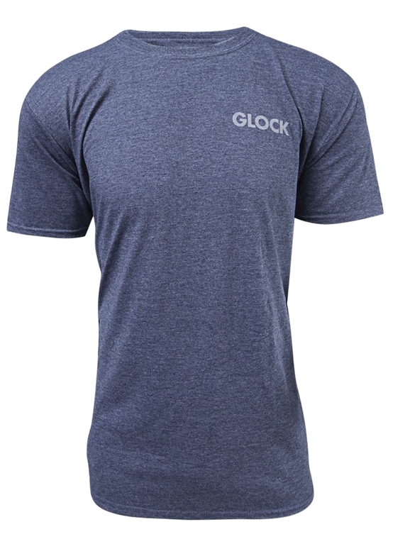 Glock AA75157 Pistol Flag  Heather Navy Cotton/Polyester Short Sleeve Large Semi-Fitted                                                                                                                 