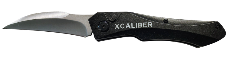 Xcaliber Knife Company  Switch Blade  3.25" Folding Sheepsfoot Plain Stainless D2 Steel Blade, 4.50" Black Aluminum Handle                                                                              