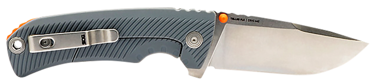 S.O.G SOG14060243 Tellus FLK 3.65" Folding Clip Point Plain Stonewashed Cryo 440C SS Blade, Wolf Gray Textured GRN Handle, Blister Pack                                                                 