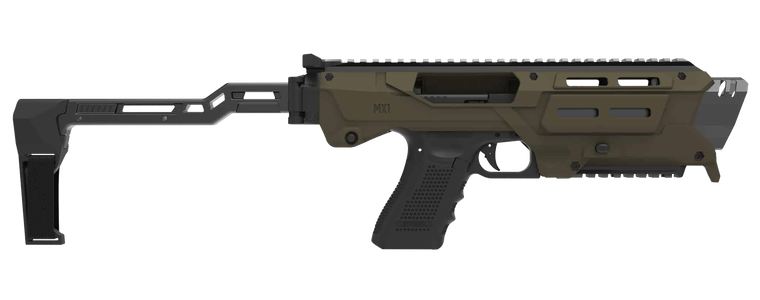 Meta Tactical Llc MX1-PS-GR MX-1 Conversion Kit Compatible w/Glock, OD Green Aluminum Frame w/M-LOK & Picatinny Rail, Black Polymer Folding Stabilizer                                                  