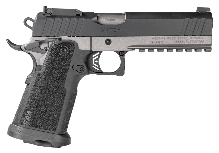 Girsan 395029 Witness2311  9mm Luger 20+1 5" Black Steel Barrel, Black Serrated Steel Slide, Black Polymer Frame w/Beavertail & Picatinny Rail, Black Checkered Polymer Grip, Ambidextrous              