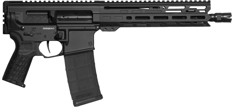 CMMG 30AC278AB Dissent MK4 300 Blackout 30+1 10.50", Black, Picatinny Brace Adapter, 9.60" M-LOK Handguard, Left Side Charging Handle, Zeroed Linear Comp, TriggerTech Trigger, Adj. Gas Block          