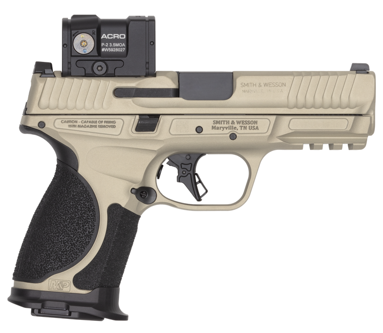 Smith & Wesson 14634 M&P9 M2.0 Spec VI Bundle 9mm Luger 15+1 4" Black Armornite Ported Barrel, Champagne Cerakote Stainless Steel Ported/Serrated w/Optic Slide &  Aluminum Frame w/Picatinny Rail, Inte
