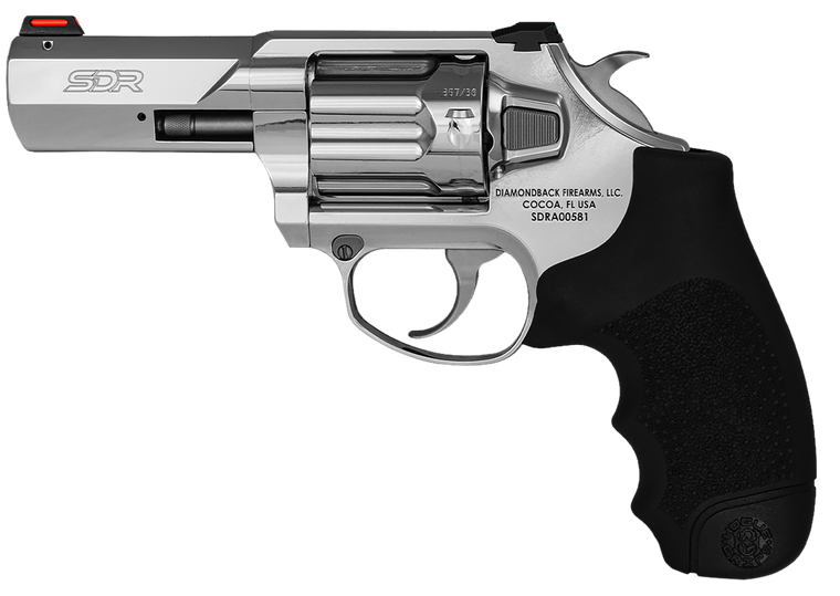 Diamondback DB0700S703 SDR  357 Mag/38 Special +P 6 Shot 3" Polished Stainless Steel Barrel, Cylinder & Frame, Black Hogue Rubber Grip, Exposed Hammer                                                  