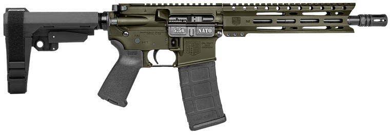 Diamondback DB1916K101 DB15  5.56 NATO 30+1 10" Black Nitride Heavy Threaded Barrel, OD Green Cerakote Picatinny Rail Aluminum Receiver, 9" M-LOK Handguard SB Tactical Brace & Black Magpul MOE Grip   