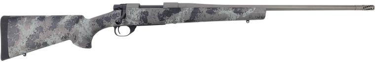 Howa 1500 Fence Line 308 Win 4+1 22" Tungsten Cerakote Threaded Barrel, Tungsten Cerakote Aluminum Drilled & Tapped Receiver, Gray Light Camo Fixed Synthetic Stock, Right Hand