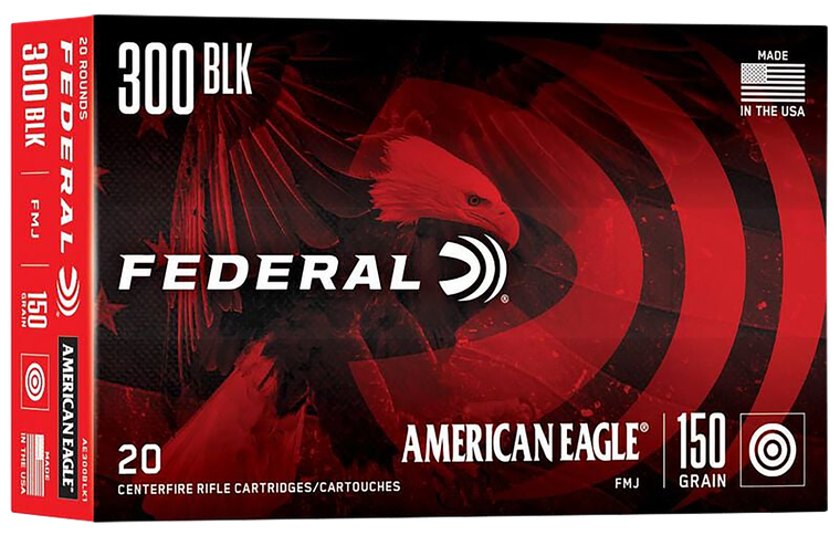 Federal AE300BLK1 American Eagle Rifle 300Blackout 150gr Full Metal Jacket Boat Tail 20 Per Box/25 Case                                                                                                 