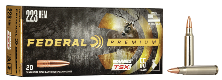 Federal P223S Premium  223Rem 55gr Barnes TSX 20 Per Box/10 Case                                                                                                                                        