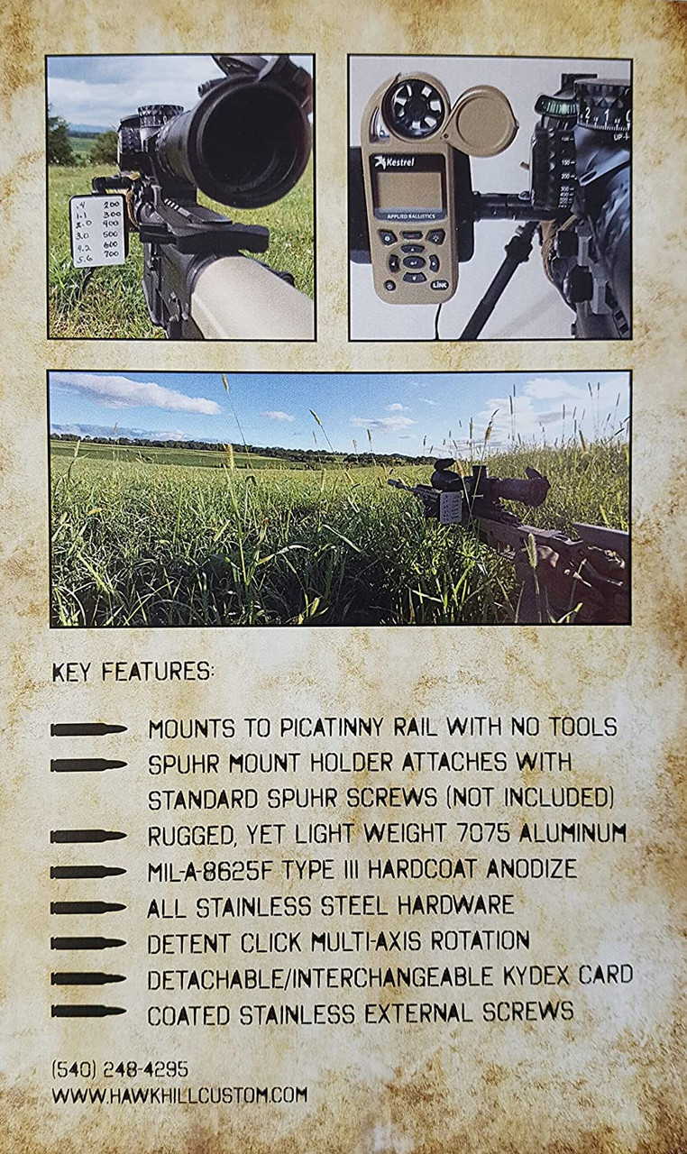 Hawk Hill Rifle Mounted Data Holder - Picatinny Mount Description