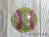45mm Softball Baseball Rhinestone Pendant, Baseball Pendant, Yellow Softball, DIY Necklace,  Chunky Necklace Beads (457)