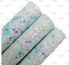 21x29cm, Winter Synthetic Leather, Blue Snowflake Glitter Leather, Glitter Fabric Sheet, Chunky Glitter Leather Fabric, Faux Leather Fabric Sheet, Fabric, DIY Hair Bows, 1 Sheet (160)