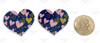 38x32mm, Valentine Heart Resins, Navy with Pink Hearts Resins, Planar Resins, Heart Resins, Flat Back Resins, Hair Bow Centers, Cabochons, Resins, Wholesale Resins, 2PCS (2178)