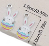 Easter Bunny Charms, Bunny Charms, Silver Plated, Enamel Charms, Small Charm Pendants, Necklace Charms, Charms for Bracelets, Holiday Charms, Wholesale Charms, 2PCS