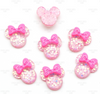 18mm, Minnie Resins, 3D, Cute Glitter Minnie Head Resin, Flat Back Cabochons, DIY For Phone Deco, Scrapbooking, 5PCS