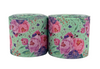 3", Pink Roses Ribbon, Mint, Floral Ribbon, 1 ROLL