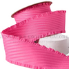 1.5", Ruffle Edge Twill Fabric Ribbon, Ruffle Ribbon, HOT PINK, Polyester, Hair Bow Ribbon, Sewing Ribbon, Garment Ribbon, 1 YARD