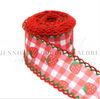 38mm(1-1/2''), Strawberry Ribbon, Fine Linen, Double Layer, Two-Color Hook Ribbon, Plaid, Moonstitch Ribbon, Hair Bow Ribbon, Wholesale, 4-1/2-5 YARDS