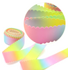 1.5", Scalloped Pastel Rainbow Ombre Ribbon, Double Sided, Gradient, Polyester, Wavy Edge Ribbon, Hair Bow Ribbon, Wholesale, 1 YARD
