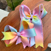 1.5", Scalloped Pastel Rainbow Ombre Ribbon, Double Sided, Gradient, Polyester, Wavy Edge Ribbon, Hair Bow Ribbon, Wholesale, 1 YARD