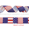 40mm(1.6''), Patriotic Ribbon, Embossing Edge, Fine Linen Ribbon, Stars and Stripes, Hair Bow Ribbon, 4-1/2 - 5YARD ROLL