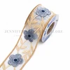 2", Flower Embroidered Lace Mesh Ribbon, Blue, Sheer Ribbon, Chiffon Ribbon, Floral, PER YARD