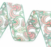 2", Flower Embroidered Lace Mesh Ribbon, Mint/Blush Paisley, Organza Ribbon, Sheer Ribbon, Chiffon Ribbon, Floral, PER YARD