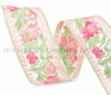 2", Flower Embroidered Lace Mesh Ribbon, Cottage Rose, Organza Ribbon, Sheer Ribbon, Chiffon Ribbon, Floral, PER YARD