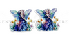 40mm, Fairy Resins, Girl Resins, Blue/Purple, Cabochons, Fairies, Flat Back, Badge Reel Resins, Hair Bow Centers, Embellishments, Wholesale Resins, 2PCS